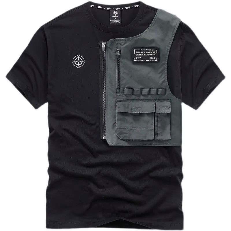black Men’s T-Shirt with Detachable Pocket