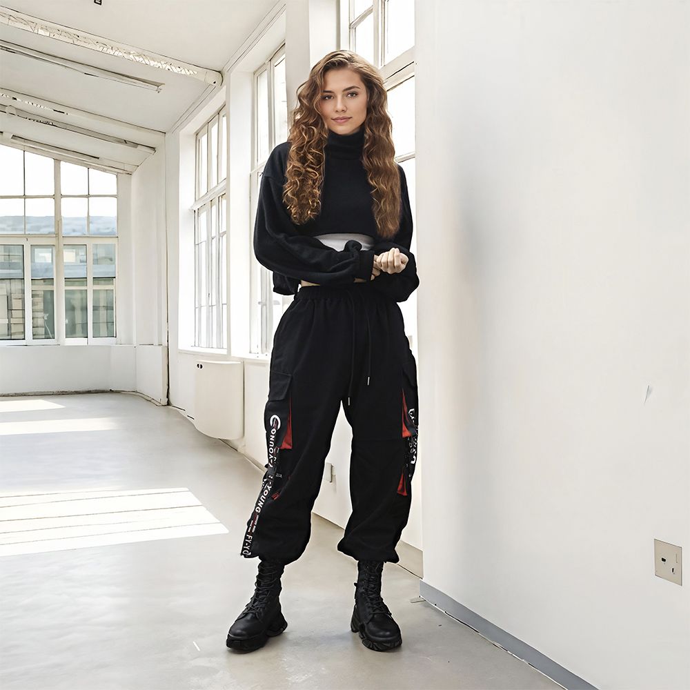 cargo-byxor, cargo-byxor dam, bylsiga byxor, streetwear-byxor, techwear-byxor