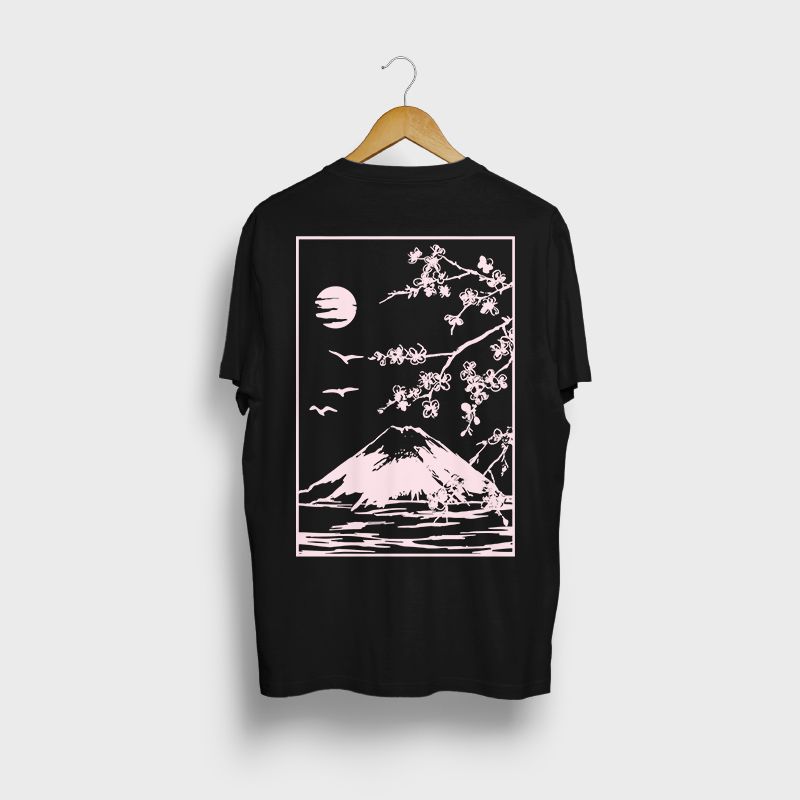 t-shirt, bomullst-shirt, lös t-shirt, mount fuji t-shirt