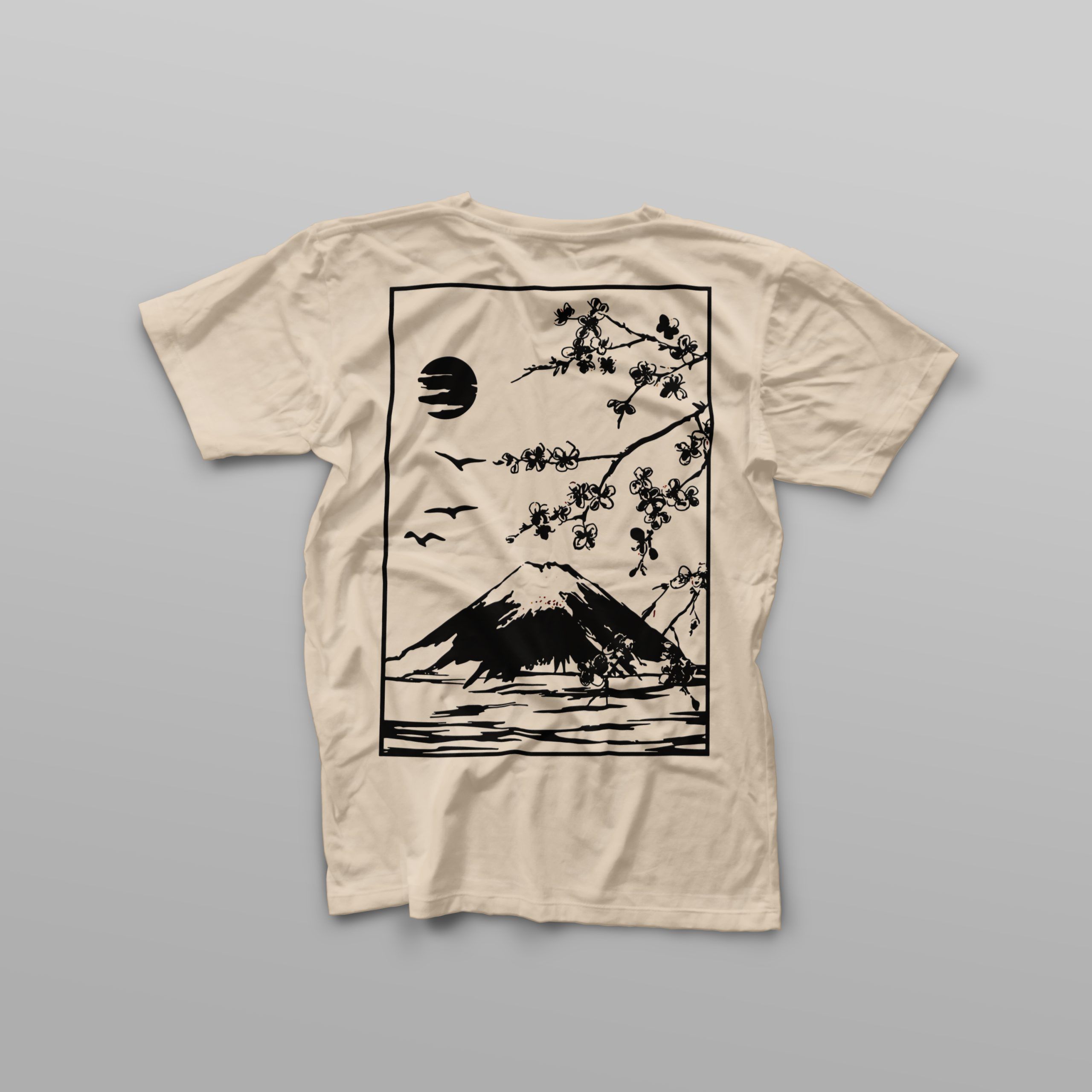 t-shirt, bomullst-shirt, lös t-shirt, mount fuji t-shirt