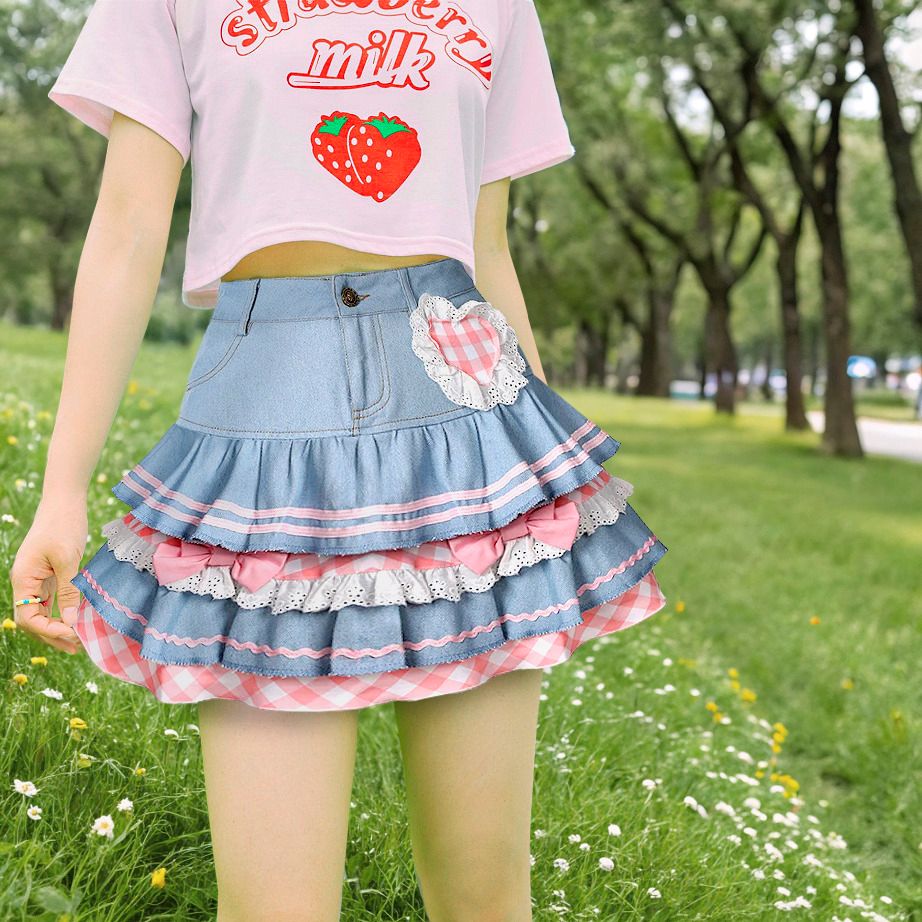 minikjol, högmidjad minikjol, dubbellagerskjol, kawaii kjol, japansk minikjol