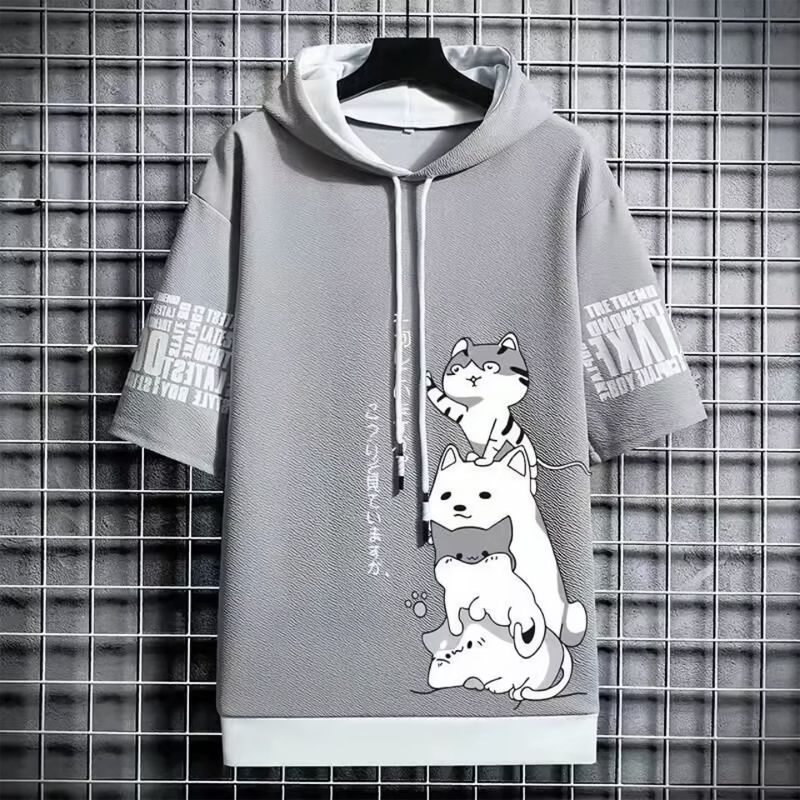 herr t-shirt, huvtröja, t-shirt med kattmotiv