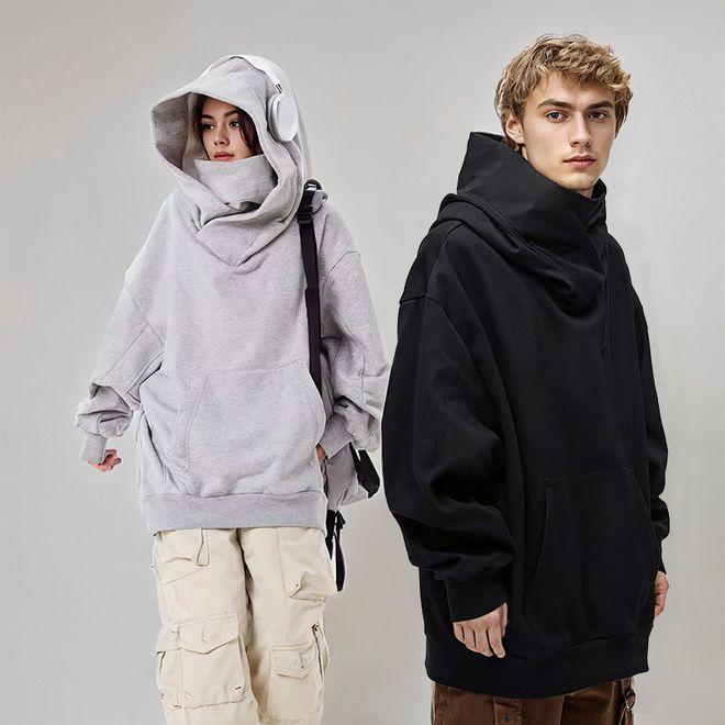 hoodie, oversized hoodie, japansk hoodie, ninja hoodie, polokrage hoodie, enfärgad hoodie