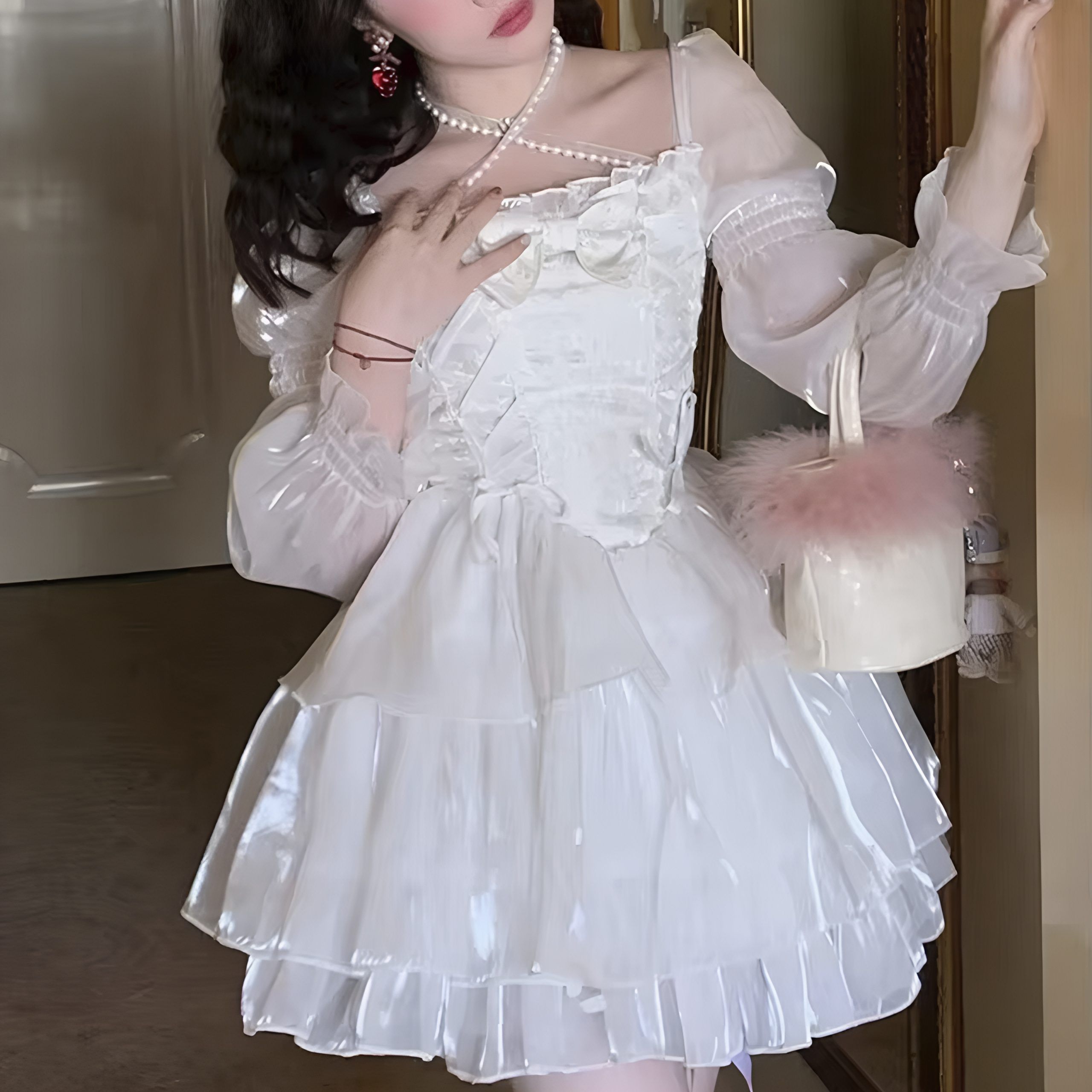 lolitaklänning, söt klänning, japansk klänning, vit klänning
